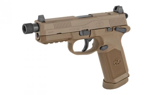 FN America FNX-45 Tactical, DA/SA, Semi-automatic, Full Size Pistol, 45 ACP, 5.3" Threaded Barrel, Polymer Frame, Flat Dark Earth Finish, Suppressor Height Night Sights, 15Rd, 2 Magazines, Fired Case, Manual Safety, Optics Ready 66968