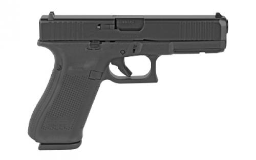 Glock 17 Gen5, Striker Fired, Semi-automatic, Polymer Frame Pistol, Full Size, 9MM, 4.49" Barrel, nDLC Finish, Black, Fixed Sights, 17 Rounds, 2 Magazines, Right Hand G17517AUT