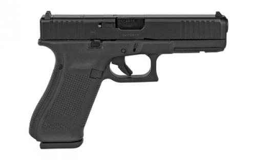 Glock 17 Gen5 MOS, Striker Fired, Semi-automatic, Polymer Frame Pistol, Full Size, 9MM, 4.49" Barrel, nDLC Finish, Black, Fixed Sights, 17 Rounds, 2 Magazines, Right Hand G17517MOSAUT