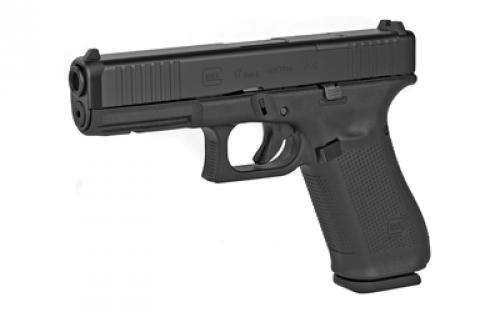 Glock 17 Gen5 MOS, Striker Fired, Semi-automatic, Polymer Frame Pistol, Full Size, 9MM, 4.49" Barrel, nDLC Finish, Black, Fixed Sights, 17 Rounds, 2 Magazines, Right Hand G17517MOSAUT