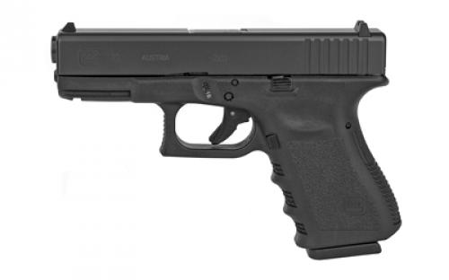 Glock 19 Gen3, Striker Fired, Semi-automatic, Polymer Frame Pistol, Compact, 9MM, 4.02 Barrel, Matte Finish, Black, Fixed Sights, 15 Rounds, 2 Magazines, Right Hand G1915AUT