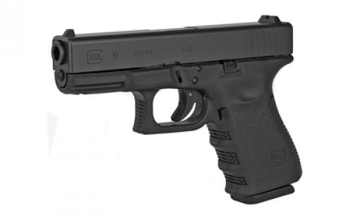 Glock 19 Gen3, Striker Fired, Semi-automatic, Polymer Frame Pistol, Compact, 9MM, 4.02" Barrel, Matte Finish, Black, Fixed Sights, 15 Rounds, 2 Magazines, Right Hand G1915AUT