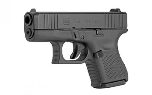 Glock 26 Gen5, Striker Fired, Semi-automatic, Polymer Frame Pistol, Sub-Compact, 9MM, 3.43" Barrel, nDLC Finish, Black, Fixed Sights, 10 Rounds, 2 Magazines, Right Hand G265FSUS