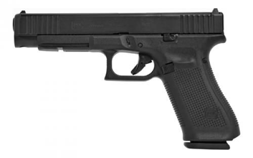 Glock 34 Gen5 MOS, Striker Fired, Semi-automatic, Polymer Frame Pistol, Long Slide, 9MM, 5.31 Barrel, nDLC Finish, Black, Fixed Sights, 17 Rounds, 2 Magazines, Right Hand G34517MOSAUT