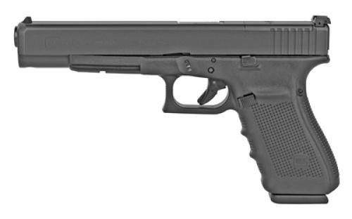 Glock 40 MOS, Striker Fired, Semi-automatic, Polymer Frame Pistol, Long Slide, 10MM, 6.02 Barrel, Matte Finish, Black, Adjustable Sights, 15 Rounds, 2 Magazines, Right Hand G40415MOSAUT