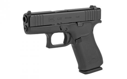 Glock 43X , Striker Fired, Semi-automatic, Polymer Frame Pistol, Sub-Compact, 9MM, 3.41" Barrel, nDLC Finish, Black, Fixed Sights, 10 Rounds, 2 Magazines, Right Hand G43XAUT