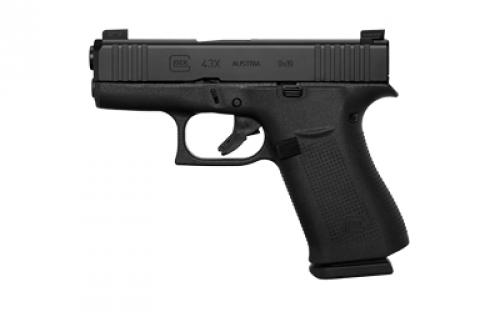 Glock 43X, M.O.S, Semi-automatic, Striker Fired, Sub-Compact, 9MM, 3.41, Black, 10Rd, 2 Mags, Fixed Sights, Polymer, Matte G43XMOSAUT