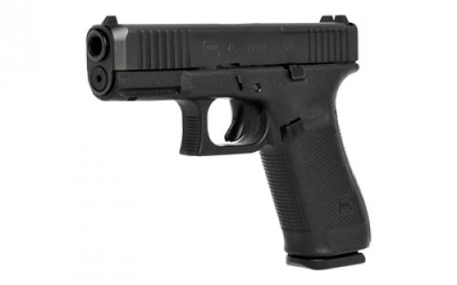 Glock 45 M.O.S., Semi-automatic, Striker Fired, Polymer Framed Pistol, Compact, 9MM, 4.02" Barrel, DLC Finish, Black, Interchangeable, Fixed Sights, 17 Rounds, 2 Magazines G4517MOSUS