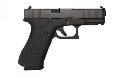 Glock 45, Semi-automatic, Striker Fired, Polymer Framed Pistol, Compact, 9MM, 4.02" Barrel, DLC Finish, Black, Interchangeable, Fixed Sights, 17 Rounds, 2 Magazines G4517US