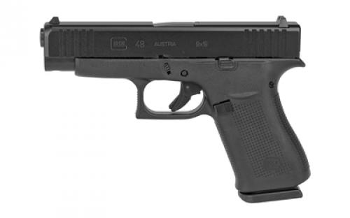 Glock 48, Striker Fired, Semi-automatic, Polymer Frame Pistol, Compact, 9MM, 4.17 Barrel, Matte Finish, Black, Fixed Sights, 10 Rounds, 2 Magazines, Right Hand G48AUT