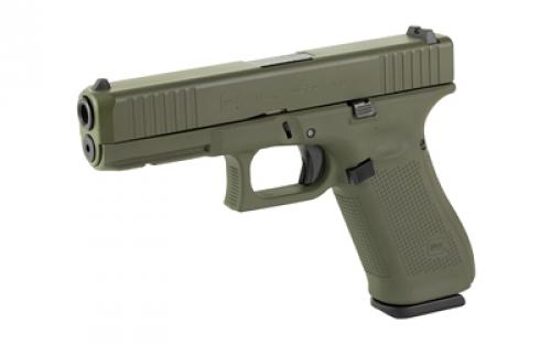 Glock 17 GEN 5, Semi-automatic, Striker Fired, Full Size, 9MM, 4.49" Barrel, Front Serrations, Cerakote Finish, Olive Drab Green, 17 Rounds, 3 Magazines PA175S204-OD