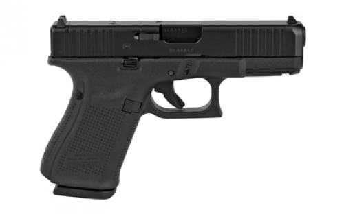 Glock 19 Gen5 M.O.S., Striker Fired, Compact Size, 9MM, 4.02" Marksman Barrel, Polymer Frame, Matte Finish, Fixed Sights, 15Rd, 3 Magazines, Front Serrations, Ambidextrous Slide Stop Lever, Flared Mag Well, nDLC Finished Slide and Barrel, No Finger Grooves PA195S203MOS