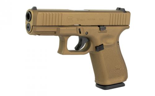 Glock 19 GEN 5, Semi-automatic, Striker Fired, Compact, 9MM, 4.02" Barrel, Front Serrations, Cerakote Finish, Burnt Bronze,  15 Rounds, 3 Magazines PA195S204-BB