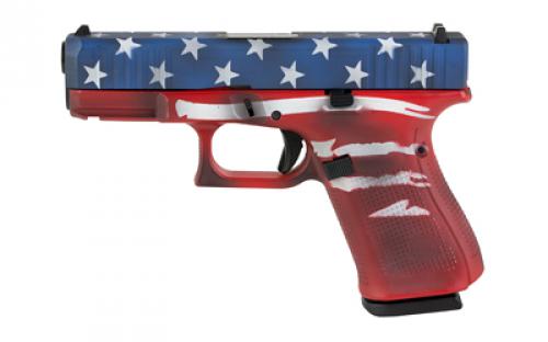 Glock 19 GEN 5, Semi-automatic, Striker Fired, Compact, 9MM, 4.02" Barrel, Cerakote Finish, Red/White/Blue Battle Worn Flag, 15 Rounds, 3 Magazines PA195S204-BWF