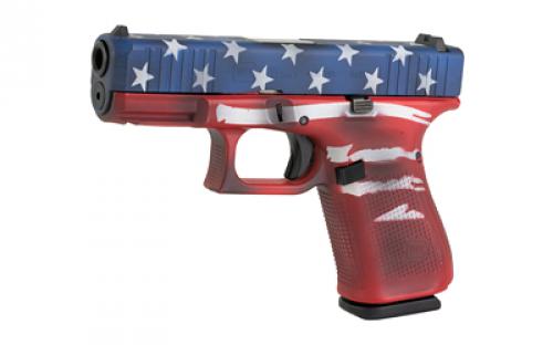 Glock 19 GEN 5, Semi-automatic, Striker Fired, Compact, 9MM, 4.02" Barrel, Cerakote Finish, Red/White/Blue Battle Worn Flag, 15 Rounds, 3 Magazines PA195S204-BWF