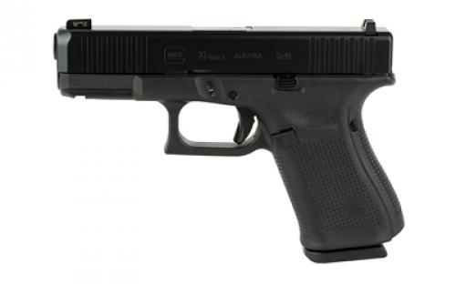 Glock 19 Gen 5, Striker Fired, Compact Size, 9MM, 4.02 Marksman Barrel, Polymer Frame, Matte Finish, Ameriglo Ultimate Carry Night Sights (Green Tritium Front Sight with Lumigreen Outline, Black Serrated U-notch Rear), 15Rd, 3 Magazines, Front Serrations, Ambidextrous Slide Stop Lever, Flared Mag Well, nDLC Finished Slide and Barrel, No Finger Grooves PA195S303UC