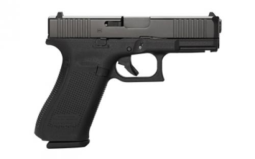 Glock 45, Striker Fired, Semi-automatic, Polymer Frame Pistol, Compact, 9MM, 4.02" Barrel, Glock Marksman Barrel, nDLC Finish, Black, No Finger Grooves, Fixed Sights, 10 Rounds, 3 Magazines, Front Serrations, Ambidextrous Slide Stop Lever, Flared Mag Well PA455S201