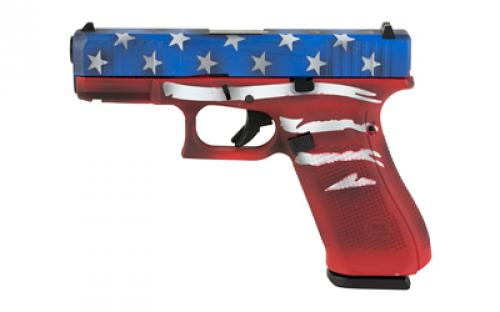 Glock 45, Semi-automatic, Striker Fired, Compact, 9MM, 4.02 Barrel, Cerakote Finish, Red/White/Blue Battle Worn Flag, 17 Rounds, 3 Magazines PA455S204-RWBBWFL