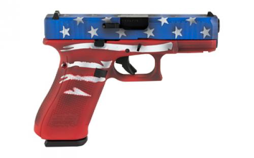 Glock 45, Semi-automatic, Striker Fired, Compact, 9MM, 4.02" Barrel, Cerakote Finish, Red/White/Blue Battle Worn Flag, 17 Rounds, 3 Magazines PA455S204-RWBBWFL