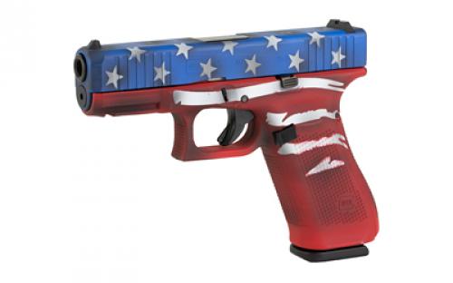 Glock 45, Semi-automatic, Striker Fired, Compact, 9MM, 4.02" Barrel, Cerakote Finish, Red/White/Blue Battle Worn Flag, 17 Rounds, 3 Magazines PA455S204-RWBBWFL