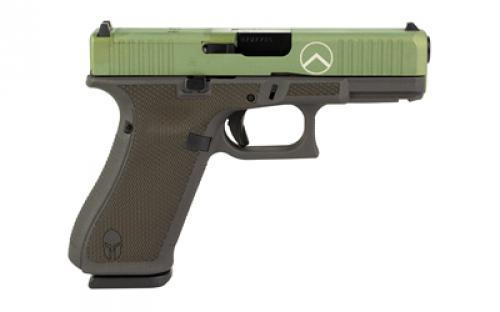 Glock 45 M.O.S., Semi-automatic, Striker Fired, Compact, 9MM, 4.02" Barrel, Cerakote Finish, Agoge Green With Cobalt Frame And Laser Engraving, 17 Rounds, 3 Magazines PA455S204MOS-AGCBLAS