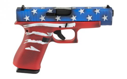 Glock 48, Semi-automatic, Striker Fired, Sub-Compact, 9MM, 4.17" Barrel, Cerakote Finish, Red/White/Blue Battle Worn Flag, 10 Rounds, 2 Magazines PA4850204-RWBBWFL