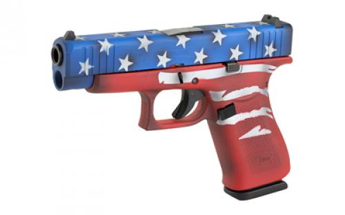 Glock 48, Semi-automatic, Striker Fired, Sub-Compact, 9MM, 4.17" Barrel, Cerakote Finish, Red/White/Blue Battle Worn Flag, 10 Rounds, 2 Magazines PA4850204-RWBBWFL