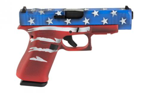 Glock 48, M.O.S, Semi-automatic, Striker Fired, Compact, 9MM, 4.17" Barrel, Cerakote Finish, Red/White/Blue Battle Worn Flag, 10 Rounds, 2 Magazines PA4850204FRMOSRWBBWF