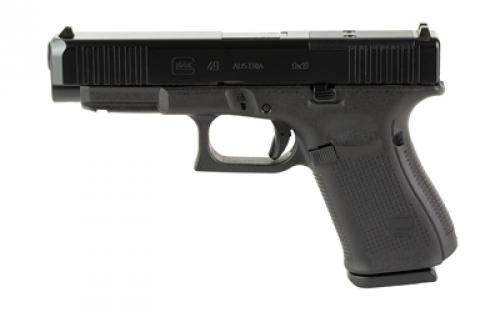 Glock 49 M.O.S., Semi-automatic, Safe Action, Full Size, Polymer Frame Pistol, 9MM, 4.49 Black, DLC Finish, Black, Interchangeable Backstraps, Optics Ready Slide, Fixed Sights, 10 Rounds, 3 Magazines PA495S201MOS