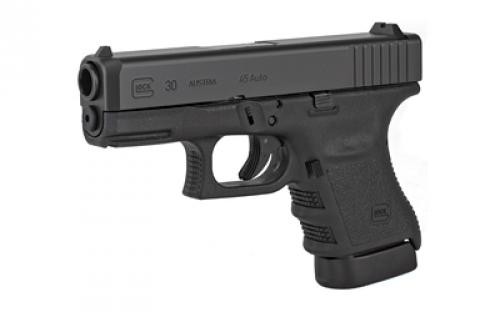 Glock 30SF Gen3, Striker Fired, Semi-automatic, Polymer Frame Pistol, Sub-Compact, 45 ACP, 3.78" Barrel, Matte Finish, Black, Fixed Sights, 10 Rounds, 2 Magazines PF3050201