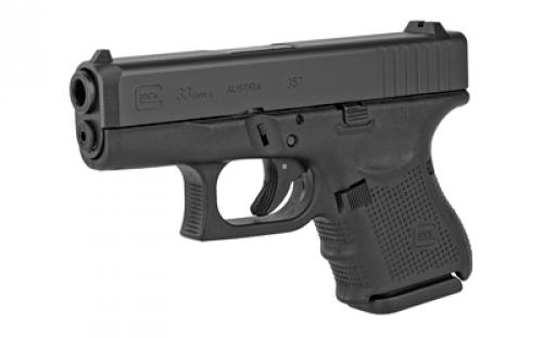 Glock 33 Gen4, Striker Fired, Semi-automatic, Polymer Frame Pistol, Sub-Compact, 357 SIG, 3.43" Barrel, Matte Finish, Black, Fixed Sights, 9 Rounds, 3 Magazines PG3350201