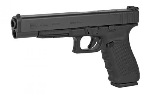 Glock 40 Gen4 MOS, Striker Fired, Semi-automatic, Polymer Frame Pistol, Full Size, 10MM, 6.02" Barrel, Matte Finish, Black, Adjustable Sights, 10 Rounds, Long Slide, 3 Magazines PG4030101MOS