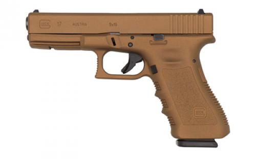 Glock 17, Gen 3, Semi-automatic, Safe Action, Full Size, 9MM, 4.49 Barrel, Cerakote Finish, Burnt Bronze, 17 Rounds, 2 Magazines PI1750204-BB