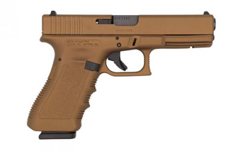 Glock 17, Gen 3, Semi-automatic, Safe Action, Full Size, 9MM, 4.49" Barrel, Cerakote Finish, Burnt Bronze, 17 Rounds, 2 Magazines PI1750204-BB