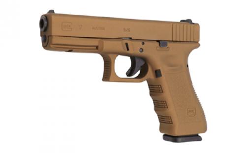 Glock 17, Gen 3, Semi-automatic, Safe Action, Full Size, 9MM, 4.49" Barrel, Cerakote Finish, Burnt Bronze, 17 Rounds, 2 Magazines PI1750204-BB