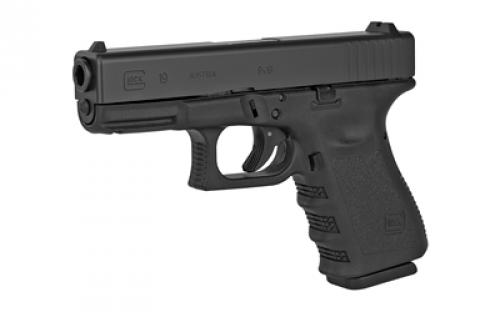 Glock 19 Gen3, Striker Fired, Semi-automatic, Polymer Frame Pistol, Compact, 9MM, 4.02" Barrel, Matte Finish, Black, Fixed Sights, 10 Rounds, 2 Magazines PI1950201