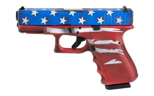 Glock 23, GEN 3, Semi-automatic, Safe Action, Compact, 40 S&W, 4.01 Barrel, Cerakote Finish, Red/White/Blue BattleWorn Flag, 13 Rounds, 2 Magazines PI2350204-RWBBWFL