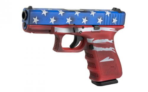 Glock 23, GEN 3, Semi-automatic, Safe Action, Compact, 40 S&W, 4.01" Barrel, Cerakote Finish, Red/White/Blue BattleWorn Flag, 13 Rounds, 2 Magazines PI2350204-RWBBWFL