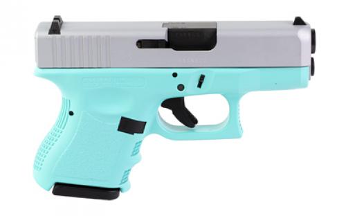 Glock 26, Semi-automatic, Striker Fired, Sub-Compact, 9MM, 3.43" Barrel, Cerakote Finish, Robins Egg Blue Frame and Silver Slide, 10 Rounds, 2 Magazines PI2650204-REBCS