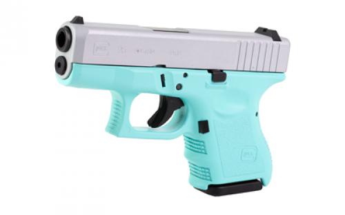 Glock 26, Semi-automatic, Striker Fired, Sub-Compact, 9MM, 3.43" Barrel, Cerakote Finish, Robins Egg Blue Frame and Silver Slide, 10 Rounds, 2 Magazines PI2650204-REBCS