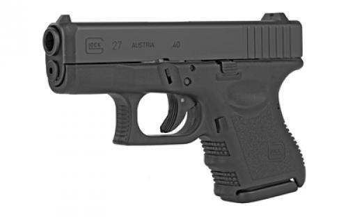 Glock 27 Gen3, Striker Fired, Semi-automatic, Polymer Frame Pistol, Sub-Compact, 40 S&W, 3.43" Barrel, Matte Finish, Black, Fixed Sights, 9 Rounds, 2 Magazines, Right Hand PI2750201