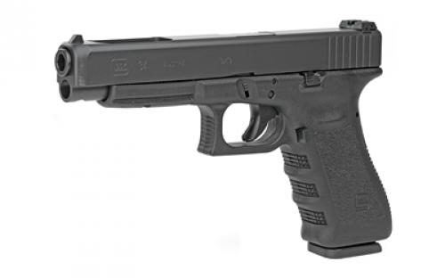 Glock 34 Gen3, Striker Fired, Semi-automatic, Polymer Frame Pistol, Full Size, 9MM, 5.31" Barrel, Matte Finish, Black, Adjustable Sights, 10 Rounds, 2 Magazines PI3430101