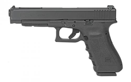 Glock 34 Gen3, Striker Fired, Semi-automatic, Polymer Frame Pistol, Full Size, 9MM, 5.31 Barrel, Matte Finish, Black, Adjustable Sights, 17 Rounds, 2 Magazines PI3430103