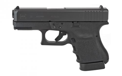 Glock 36 Gen3, Striker Fired, Semi-automatic, Polymer Frame Pistol, Sub-Compact, 45 ACP, 3.78 Barrel, Matte Finish, Black, Fixed Sights, 6 Rounds, 2 Magazines PI3650201FGR