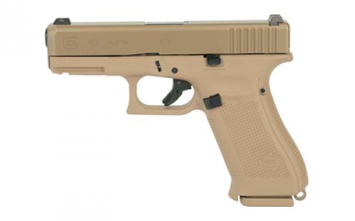 Glock 19X, Rebuilt, Striker Fired, Semi-automatic, Polymer Frame Pistol, Full Size, 9MM, 4.02 Marksman Barrel, Glock Night Sights, Coyote, Ambidextrous Slide Stop Lever, No Finger Grooves, May or May Not Come With Night Sights, 17 Rounds, 2 Magazines PR19501X