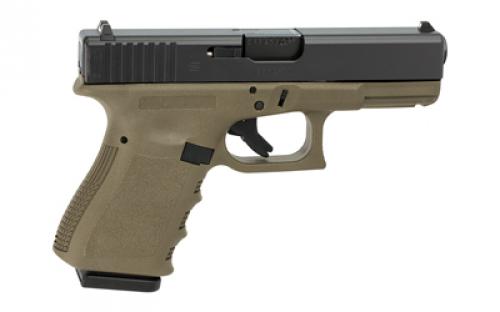 Glock 19, Semi-automatic, Striker Fired, Compact, 9MM, 4.49", Polymer, OD Green, 15Rd, Reb, Fixed Sights PR1957903