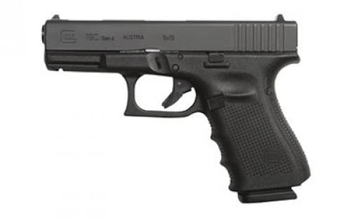 Glock 19C, GEN 4, Semi-automatic, Safe Action, Compact, 9MM, 4.01, Polymer, Matte, 15Rd, 3 Mags, Glock OEM Rail, Reb, Fixed Sights PR1959103