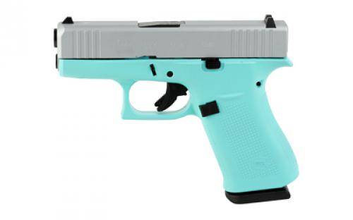 Glock 43X, Semi-automatic, Striker Fired, Sub-Compact, 9MM, 3.41 Barrel, Cerakote Finish, Robins Egg Blue Frame with Silver Slide, 10 Rounds, 2 Magazines PX4350204-REBCS