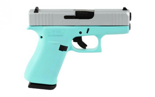 Glock 43X, Semi-automatic, Striker Fired, Sub-Compact, 9MM, 3.41" Barrel, Cerakote Finish, Robins Egg Blue Frame with Silver Slide, 10 Rounds, 2 Magazines PX4350204-REBCS