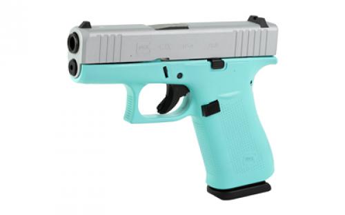 Glock 43X, Semi-automatic, Striker Fired, Sub-Compact, 9MM, 3.41" Barrel, Cerakote Finish, Robins Egg Blue Frame with Silver Slide, 10 Rounds, 2 Magazines PX4350204-REBCS